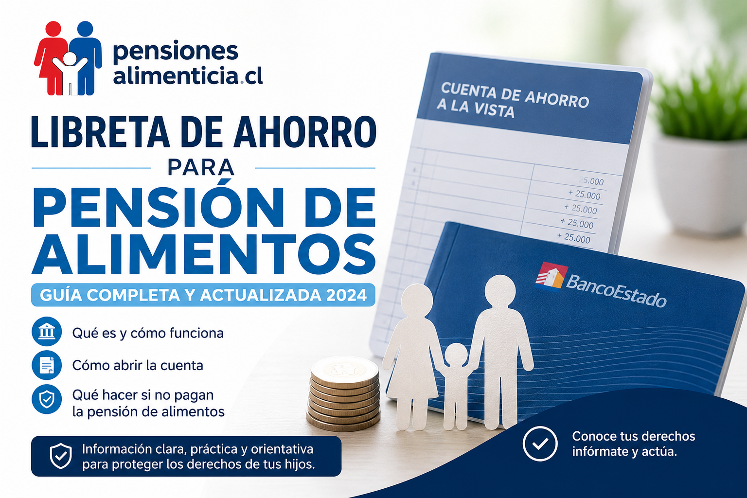 Imagen ilustrativa sobre libreta de ahorro para pensión de alimentos en Chile
