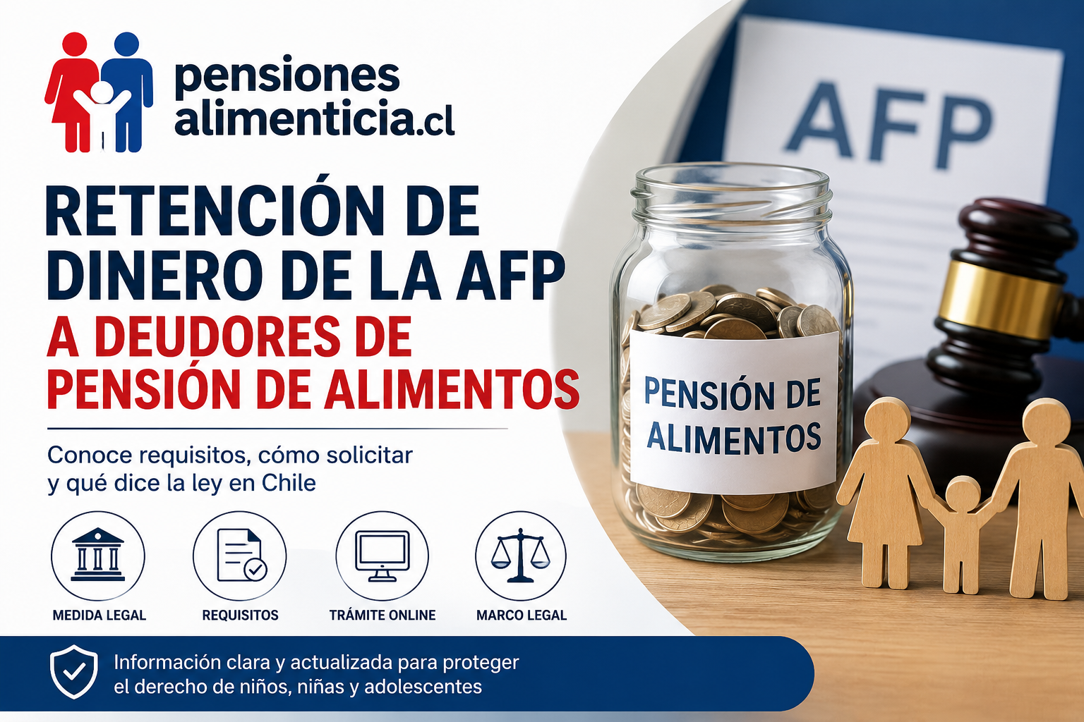 Imagen ilustrativa sobre retención de dinero de la AFP a deudores de pensión de alimentos en Chile